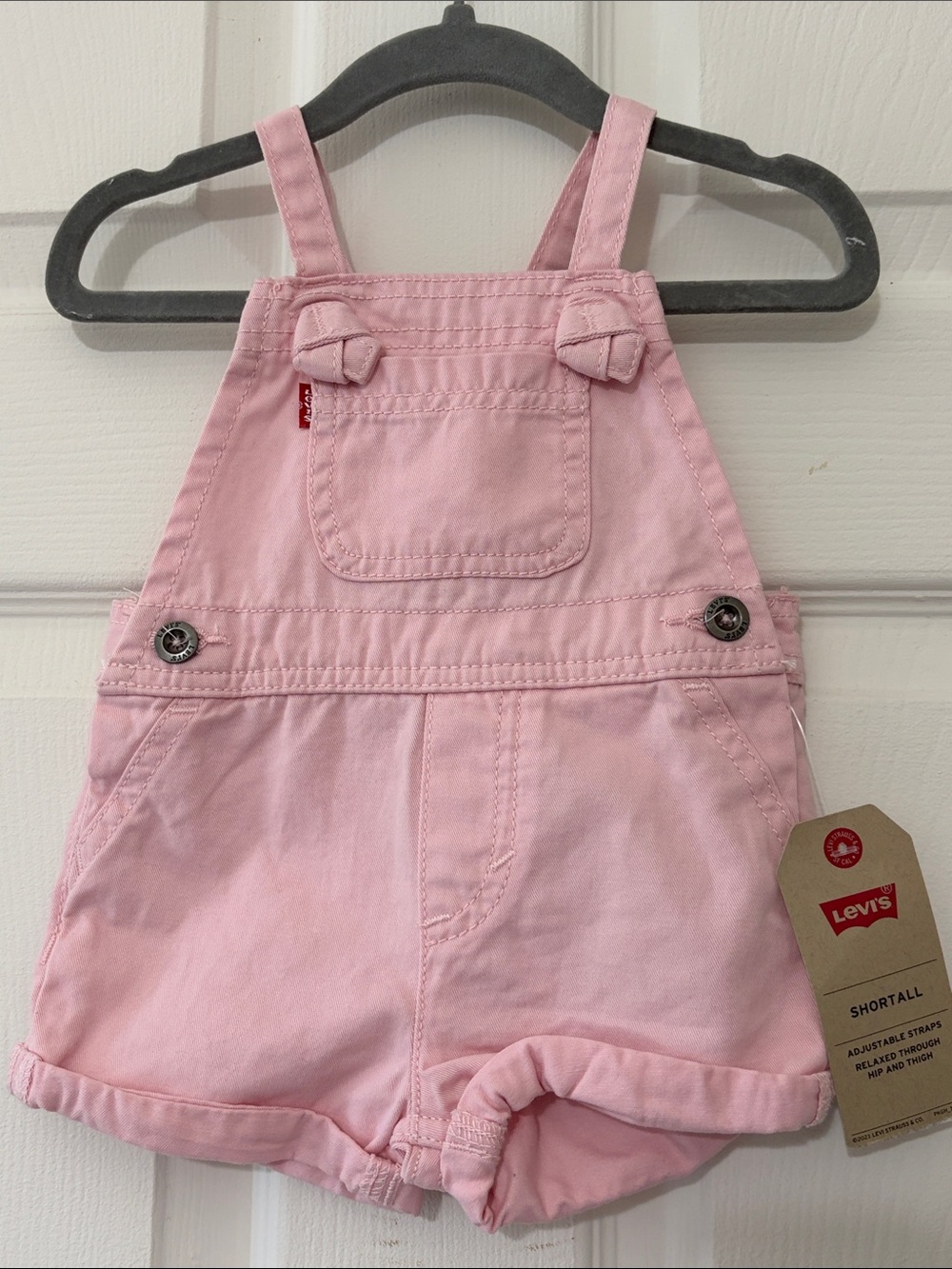 Levi's Light Pink Girls Shortall Overalls